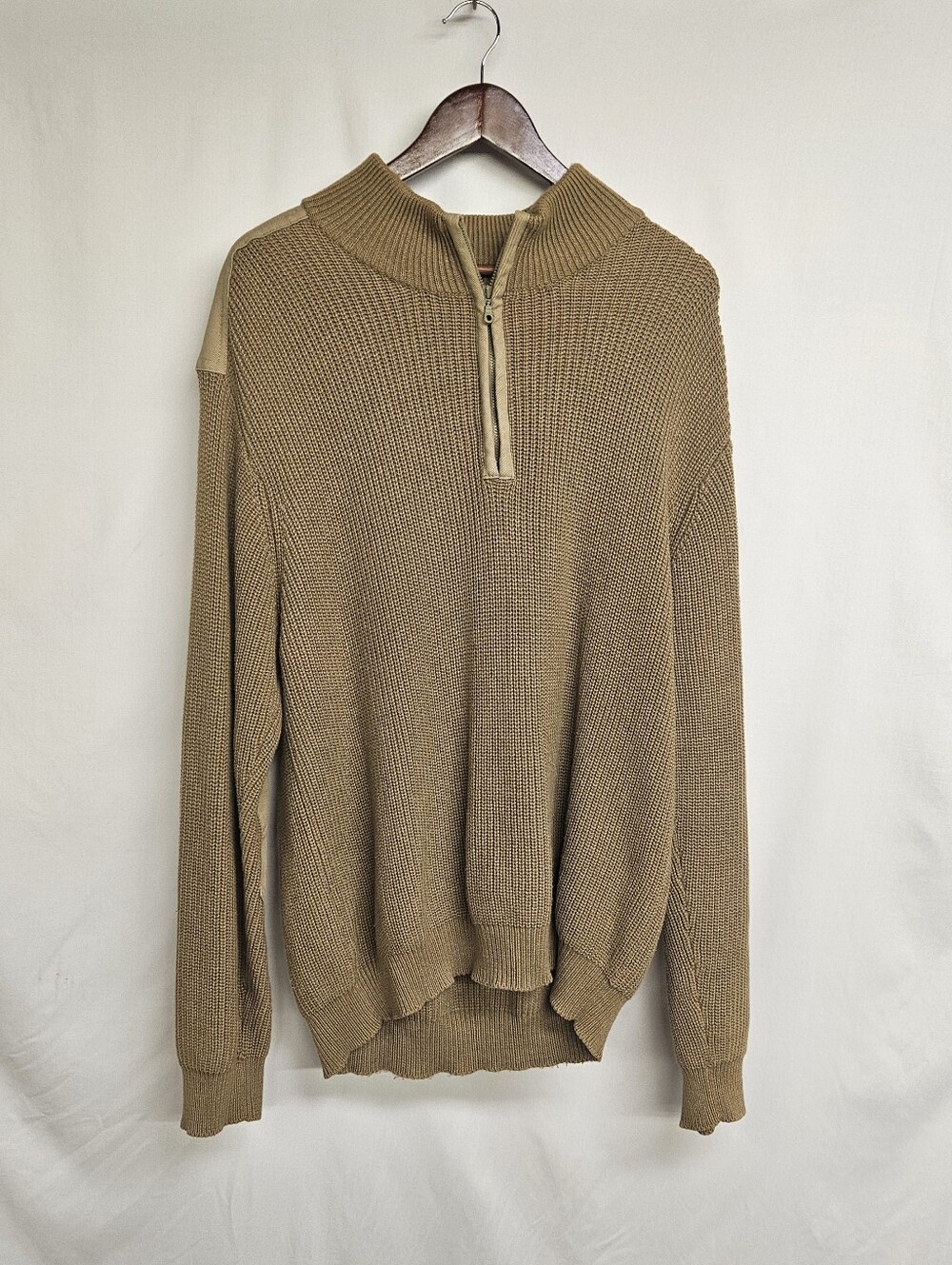 Orvis Men's 1/4 Zip Knit Pullover Sweater Elbow & Shoulder Patch Sz Large